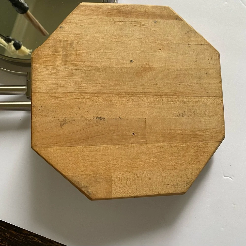 JERDON 8-Inch Two-Sided Swivel Wall Mount Mirror on Teakwood Mount Makeup Mirror